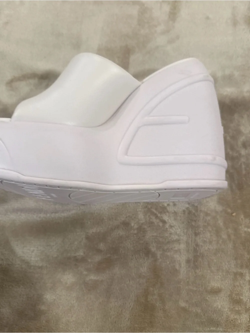 Fendi White Embossed Logo Platform Wedges